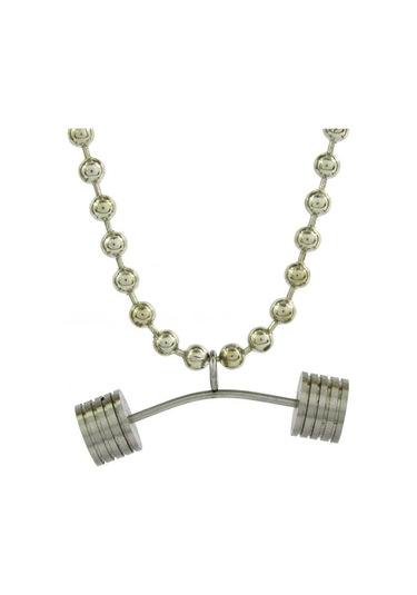 Ağırlık Halter Zincirli Erkek Çelik Kolye 3 Boyutlu Dck02 Beyaz