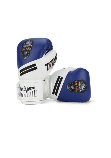 Titan Sport Mavi Beyaz Kurukafa Desenli Boks Eldiveni Çok Renkli
