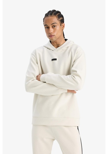 DeFactoFit Standart Fit Kapüşonlu Skuba Dalgıç Kumaş Sporcu Sweatshirt D7364AX25SPBG721