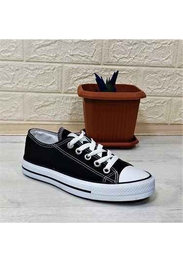 Fiyra 554 Siyah-Beyaz Kısa Unisex Sneaker Keten Spor Ayakkabı 001