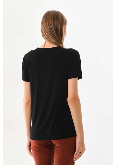 Sistas Kadın Cep Detaylı Kısa Kol Bluz 23179 Siyah