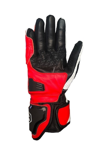 Motosiklet Eldiveni Racing Full Koruma Leather Motorcu Eldiven Kırmızı
