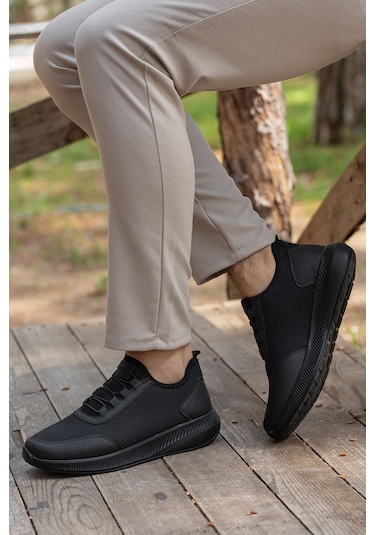 D0126 Günlük Ortopedik Erkek Sneaker Spor Ayakkabı Siyah