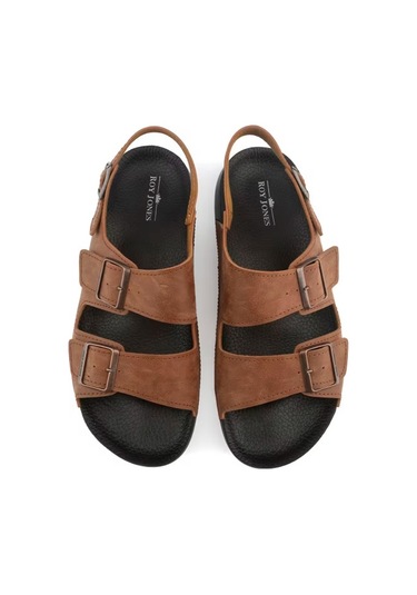 Roy Jones Barcelona Urban Sandals Rahat Yumuşak Tabanlı Erkek Sandalet Taba
