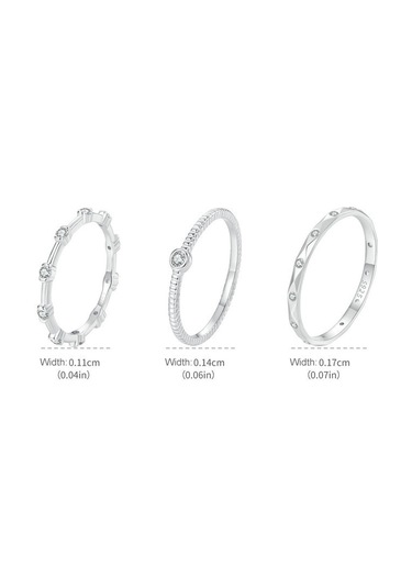 S925 Sterling Silver Platinum-plated Inlaid Zircon Ring Fine Sparkle Ring, Model: Bsr578 8 Çok Renkli