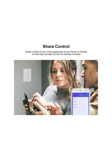 Yifomall Sonoff T2us1c-tx Akıllı Duvar Anahtarı 1 Grup Wi-fi Dokunmatik Abd Standardı - Uzak Kumanda, Akıllı Ev Entegrasyonu Alexa, Google Home Rf 433mhz Desteği