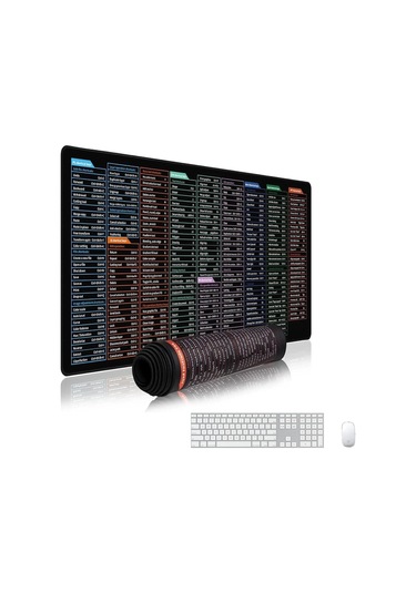 Shopytech Excel Kısayol Mouse Pad 80 30 Cm Büyük Boy Kaymaz Taban Su Geçirmez Dikişli Kenar Word/exc
