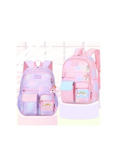 Vkemall Küçük Kızlar İçin Gradient Pembe Buzdolabı Desenli Çift Askılı Okul Çantası - Hafif, Dayanıklı Ve Çok Fonksiyonlu Outdoor Aktivitelere Uygun Çok Renkli