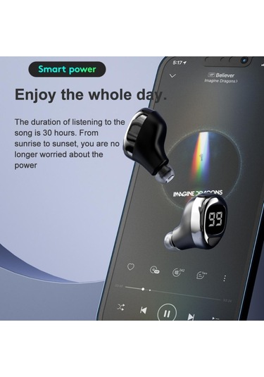 F6 Bluetooth Kulaklık Mini Görünmez Kulak İş Dijital Ekran Kulaklık