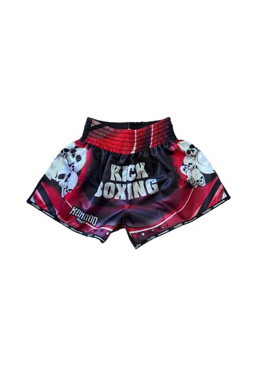 Dijital Özel Tasarım Kıck Boks Şort Djt-105 Beyaz - Kırmızı