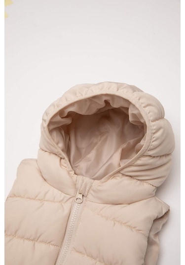 DeFacto Kız Bebek Su İtici Kapüşonlu Fermuarlı Şişme Yelek A2475A525SPER37 Ekru