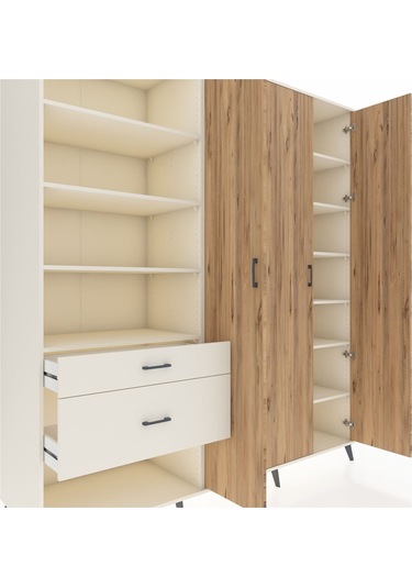 Kronos Dolap 16 Raflı 2 Çekmeceli 3 Kapaklı 220x59x243 Aytaşı-çam/aytaşı Atlas Çam/aytası