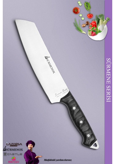 Sürmene Serisi Santoku Mutfak Şef Bıçak Et Ekmek Sebze Salata Şef Bıçağı Siyah Mft-113 Siyah