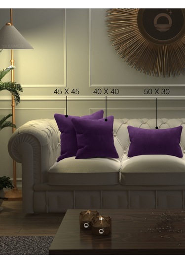 Tatlı Mor Rengi Kırlent , Yastık Kılıfı Kadife Görünümlü Velvet Touch Serisi Tatlı Mor