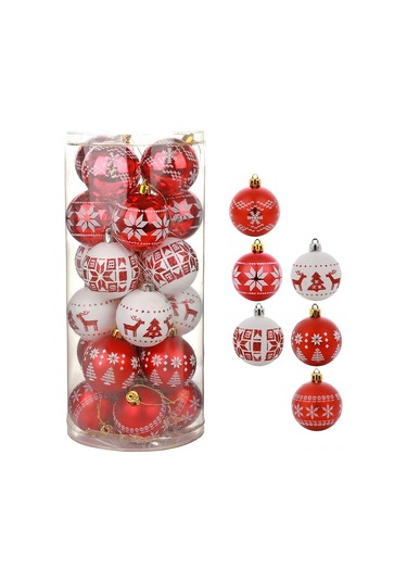 Kangvka 24 Adet 5cm Plastik Noel Topu Seti - 6 Farklı Stili İle Noel Ağacı Ve Parti Dekorasyonu