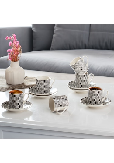 Porsima Perotti Yx03 Desenli 6 Kişilik Porselen Fincan Takımı 90c