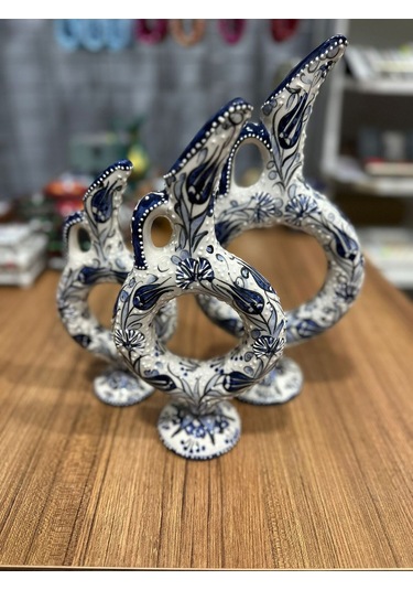 Üçlü Sümbül Vazo Takımı Mavi