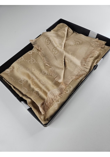 Miorel Scarfs G Desen Çift Taraflı Kaşmir İpek Şal 4 Mevsim Soft Pamuklu Şal Gold