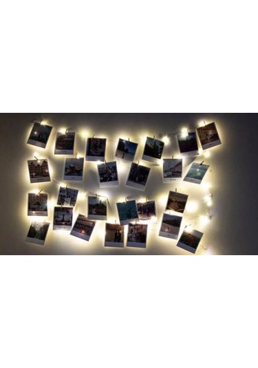 10 Metre Pilli Peri Led Işık 50 Adet Küçük Mandal Fotoğraf Asma Seti