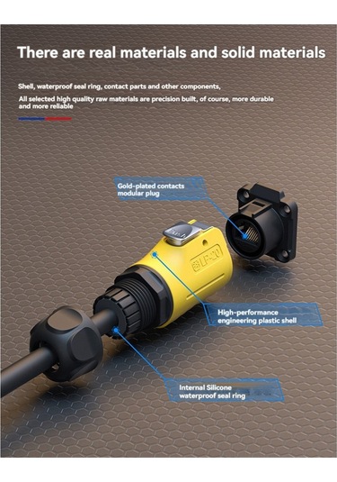 Lp-20 Rj45 Konnektör Seti Ip68 Su Geçirmez Siyah