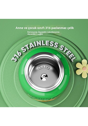 Aurora Çocuk Termos Badağıpaslanmaz Çelik Suısıcısısısısısısıstani Anti-fallörenci Su Bardağı Yeşil