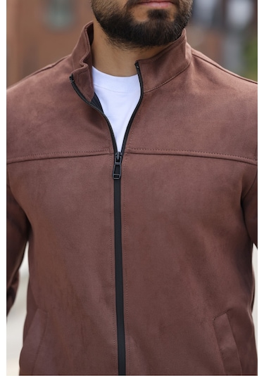 Basic Baharlık Süet Ceket - Sade Ve Şık Stil Kahverengi Süet