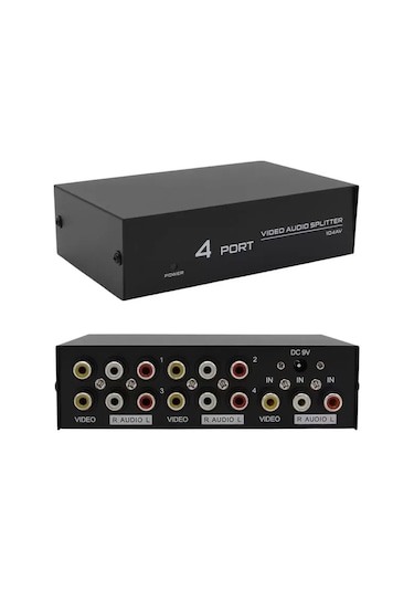 Av-104 4 Port Cvbs Rca Video Audio Splitter Çoğaltıcı Dağıtıcı