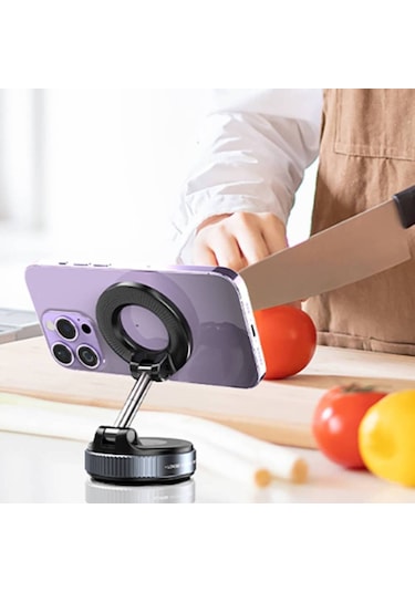 Manyetik Vakumlu Katlanır Araç Telefon Tutucu Ayna-cam-araba Magsafe Araç Tutucu X68 1