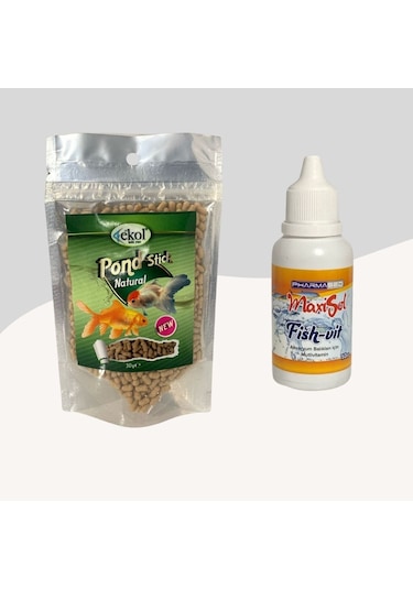 Ekol Pond Stick Natural Japon Balığı Yemi 30gr + Fishvit Multivitamin 50cc