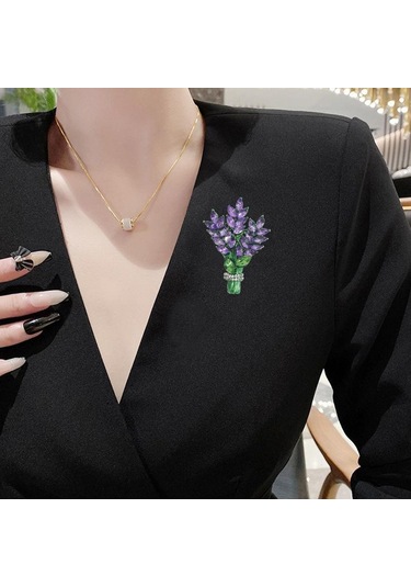 Sarı Bitki Emaye Broş Kadınlar İçin Retro Mor Taş Buğday Kulak Broş Bayanlar Moda Parti Aksesuarları Sarı