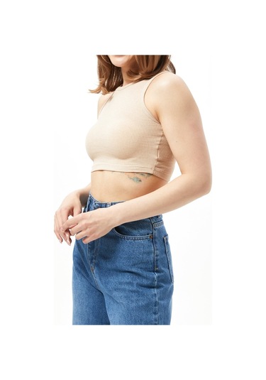 Kadın Kahve Sporcu Crop Top