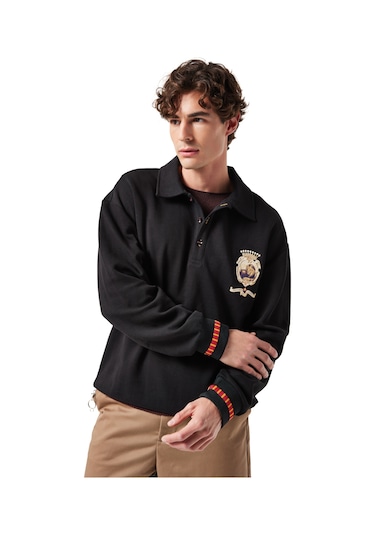 Gsstore X Midground Polo Sweatshirt E251206 Siyah