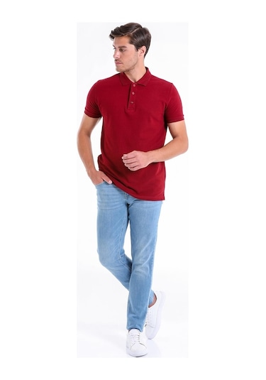 Hatemoğlu Regular Fit Pamuk Polo Yaka Erkek Tişört - Bordo