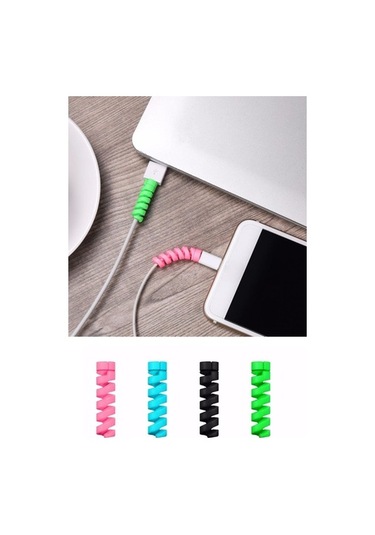 Telefon Şarj Kablo Koruyucu Silikon Spiral Usb Koruyucu 4Lü Paket (444399256)