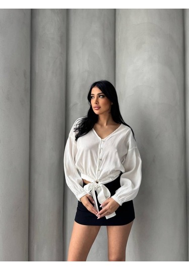 Bağlama Detaylı Gömlek Çok Renkli