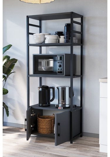 Bofigo Mutfak Standı 2 Kapaklı 4 Raflı Kahve Köşesi Kolombiya Antrasit Bofigo Mutfak Standı 2 Kapaklı 4 Raflı Kahve Köşesi Kolombiya Antrasit