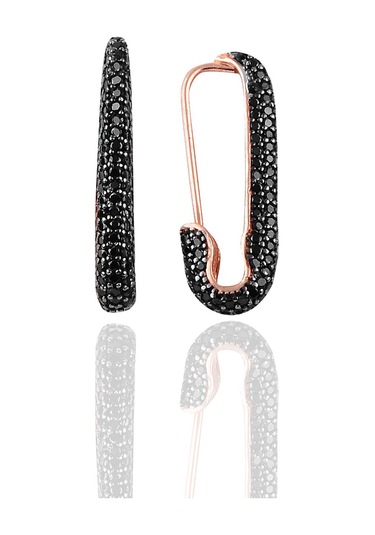 Gümüş Siyah Taşlı Firkete Çennel Küpe