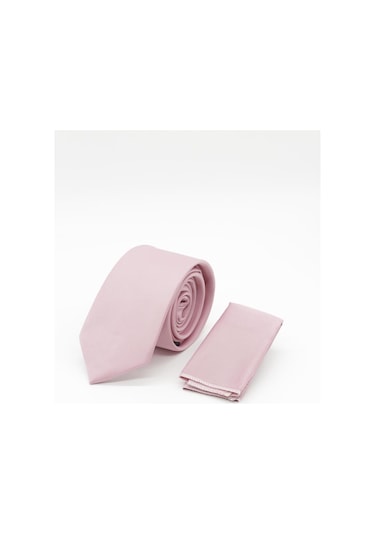 İmza Pembe Düz Saten Kravat Pembe