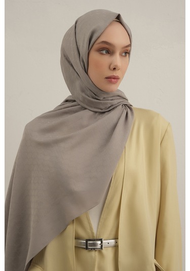 Gri Link Desen Bambu Cotton Şal 20 Gri