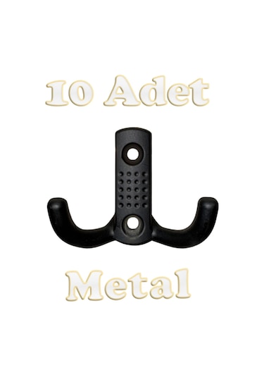 Noktalı Portmanto Vestiyer Duvar Dolap Elbise Askısı Siyah Metal Kapı Askılığı Askılık 10 Adet Siyah