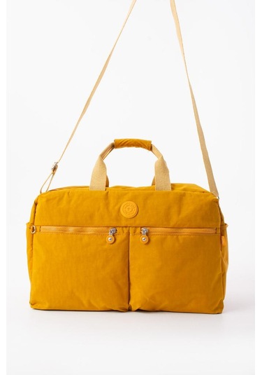Seyehat Spor Çantası Kabin Boy Valiz 45 35 Cm Omuz Ve Çapraz Askılı Hafif Klinkır Çanta Su İtici Sarı