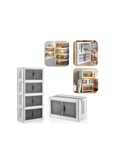 Piev Çok Amaçlı Kapaklı İstiflenebilir Organizer Dolap 4 Lü Beyaz