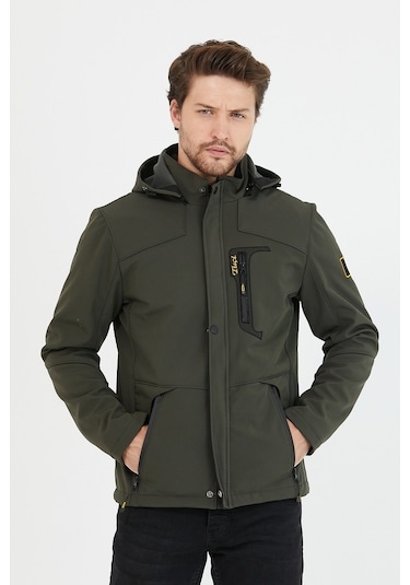 Mero Life Içi Kürklü Kapüşonlu Su Ve Rüzgar Geçirmez Softshell Erkek Mont Haki