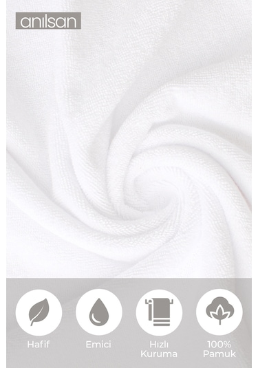 6'lı Beyaz Greek Mini El, Yüz Havlusu 75gr. - 30x50 Cm, %100 Pamuk, Spa Ve Otel Havlusu Beyaz