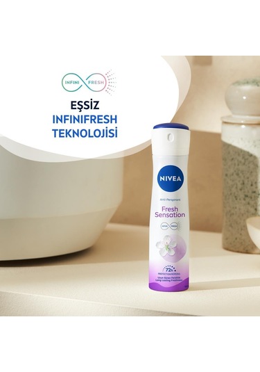 Nivea Fresh Sensation Kadın Sprey Deodorant 150 Ml,72 Saat Anti-perspirant Koruma,uzun Süren Ferahlık X3