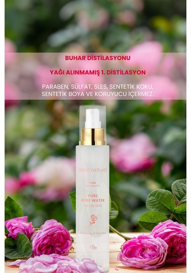 Bade Natural Gözenek Sıkılaştırıcı ve Arındırıcı Doğal Gül Suyu Tonik 100 ML