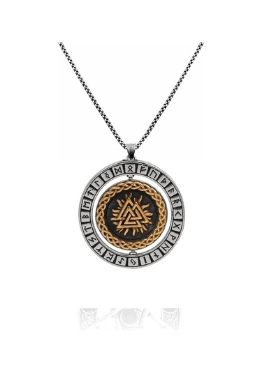 Valknut Thor Runik Sembollü Dönen Madalyon Odin Çift Taraflı 316l Çok Renkli