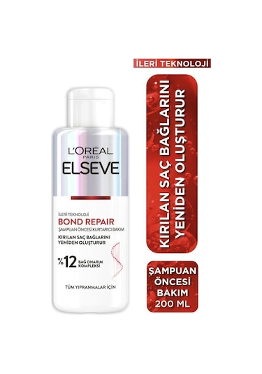 Elseve Bond Repair Bağ Güçlendirici Şampuan 200 ML + Onarıcı Bakım Kremi 150 ML + Şampuan Öncesi Kurtarıcı Bakım 200 ML