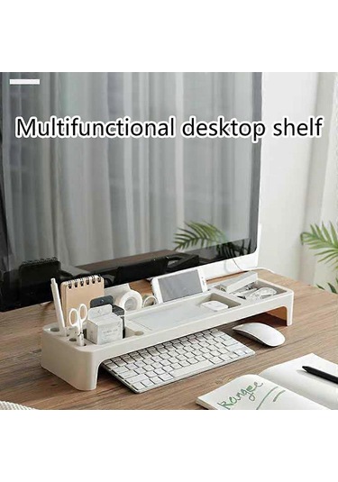 Ganzhoushop Plastik Masa Düzenleyici Masa Kırtasiye Tutucu Klavye Rafı Ev Ofis Masaüstü Depolama Rafı