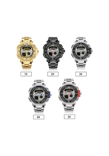 Mızums Erkek Saat Moda Alaşım Kasa Bant Dijital Saat Spor Su Geçirmez Kuvars Kol Saati Çok Renkli